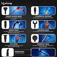 Lifelong Gun Massager for Pain Relief - Massage Gun Machine for Fully Body - Gun Massager Rechargeable with 6 Speed Setting for Muscle Massage