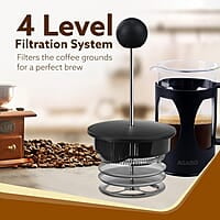 AGARO Elite French Press Coffee And Tea Maker, Borosilicate Glass Body With Sleeves, Glass Carafe, BPA Free Plastic Lid Strainer, 600Ml