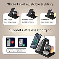 Portronics HexaCharge 6-in-1 Magnetic Wireless Charger – 15W | iPhone 12–15 | LED Lamp | Black