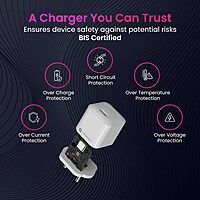 Portronics 1447 Adapto 20 Lite Charger – 20W Type-C PD GaN  | 5V/3A, 9V/2.22A, 12V/1.67A | White