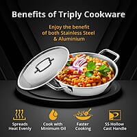 KENT Triply Kadai 24 CM with SS Lid 2.6 liter