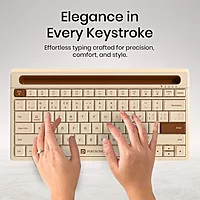 Portronics Bubble Dock 2.0 Bluetooth + Wireless Keyboard – Multimedia Keys | Beige | 1 Year Warranty