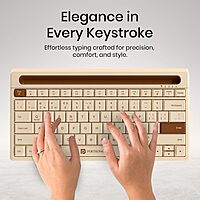 Portronics Bubble Dock 2.0 Bluetooth + Wireless Keyboard – Multimedia Keys | Beige | 1 Year Warranty