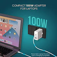 Portronics Adapto 100 100W GaN Triple Port Fast Charger | Dual Type-C PD + USB-A White