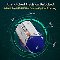 Portronics Vader Wired Gaming Mouse with 6 Buttons, Thumb Support, Adjustable DPI (6400 Max), RGB Light Effects, Ergonomic Design, 1.5 m Long USB Cable for Laptop & PC