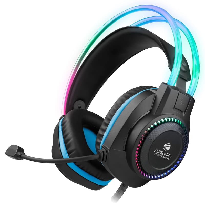 Zebronics Jet PRO Premium Wired Gaming On Ear Headphone with LED for Headband + earcups, 40mm Neodymium Drivers, 2 Meter Braided Cable, with mic, Suspension Design, 3.5mm + USB Connector