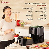 Lifelong 8L Digital Air Fryer for Home with Touch Panel & 8 Pre-Set Menus - 1500 W Electric Airfryer