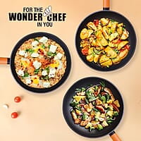 Wonderchef Caesar Forged Virgin Aluminium Fry Pan, 24cm, Black, Healthy Greblon C3