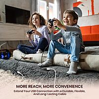 Portronics UniConnect 1.5M USB Cable – Male to Female | 1.5M | White | 1 Year Warranty