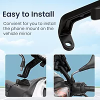 Portronics Mobike 5 Scooty Phone Holder – Mirror Mount | 360° Rotation | Black | 1 Year Warranty