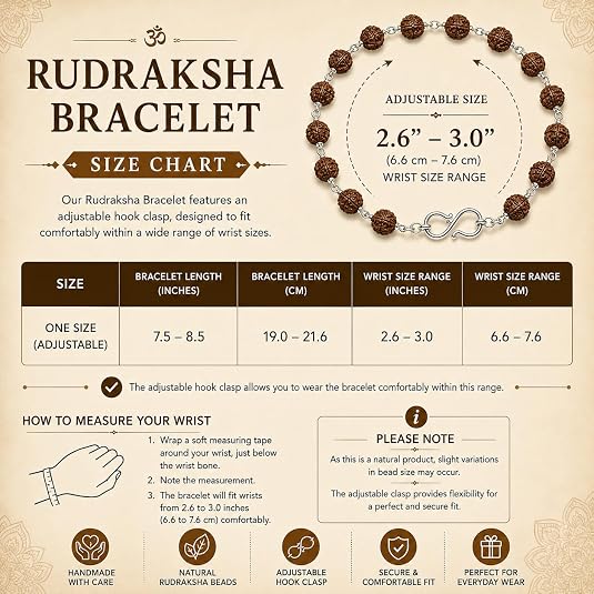 925 Silver Five Mukhi Rudraksha Bracelet for Men & Women – Adjustable Spiritual Bracelet