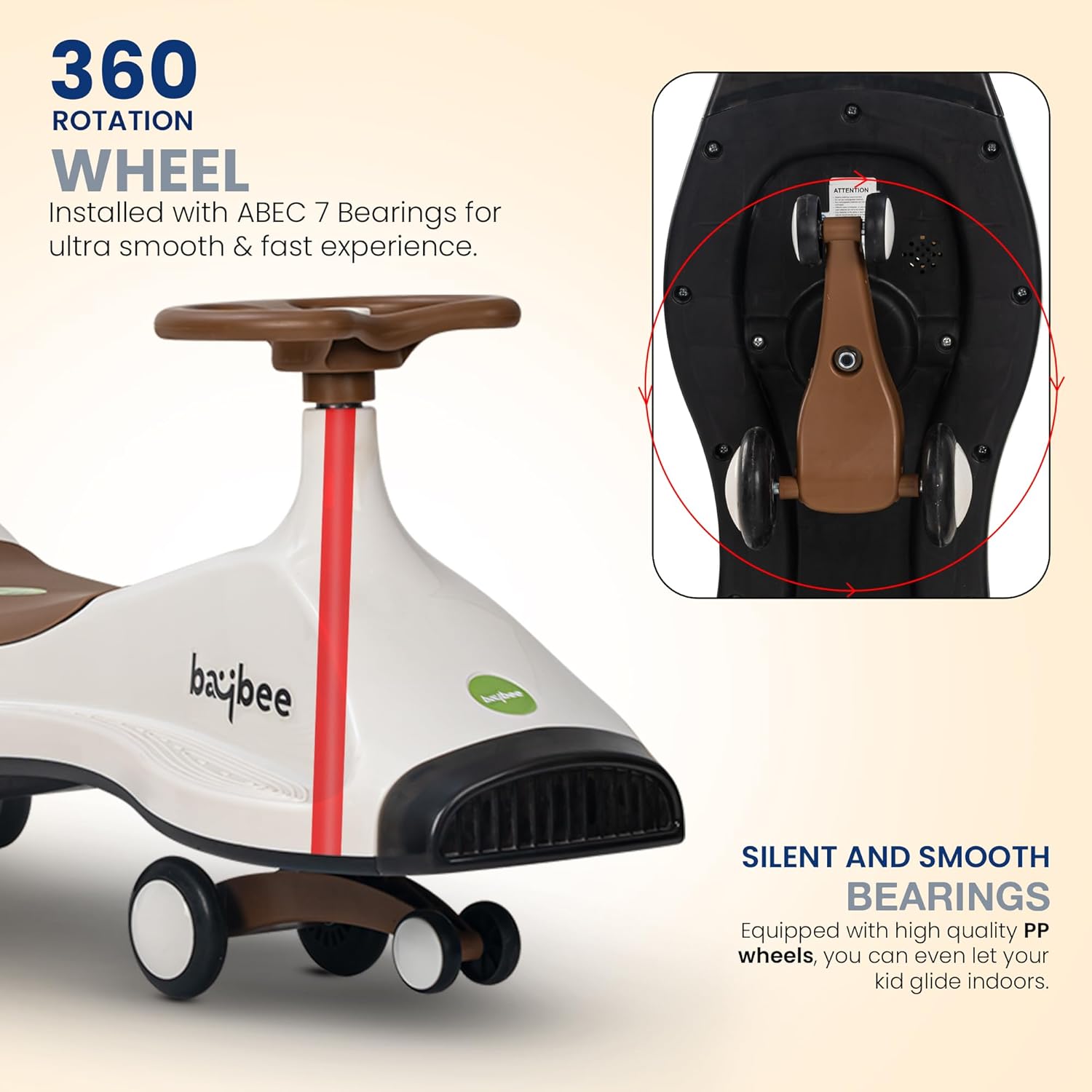 Baybee Primo Kids Magic Swing Cars for Kids- Brown