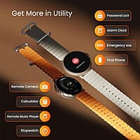 Ambrane 1.39'' LucidDisplay, Premium Aesthetics, Bluetooth Calling Round SmartWatch, Functional Crown, 500 NITS Brightness, 100+ Sports Mode with IP68, 100+ Watch Faces Rush