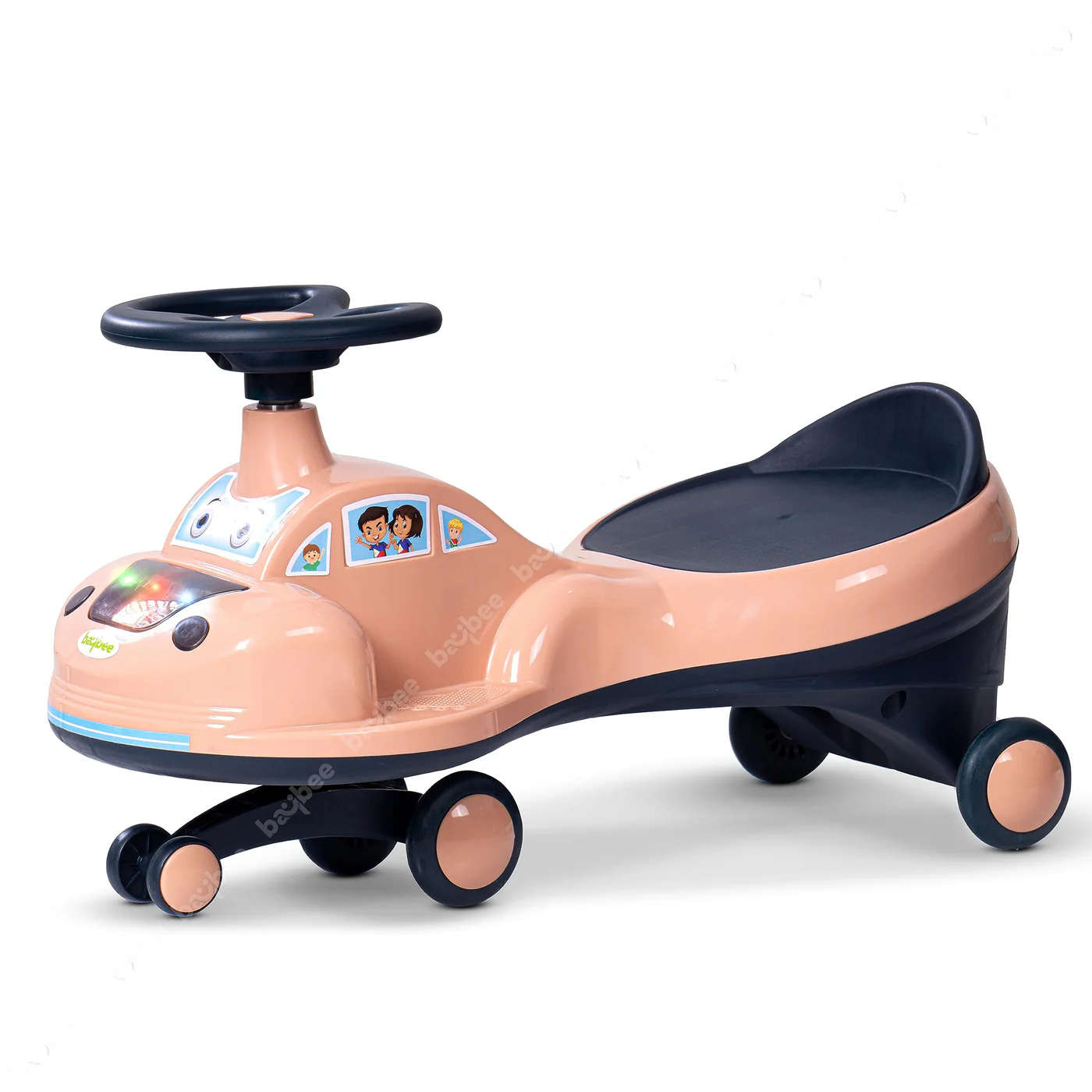 Baybee Flare Kids Ride on Magic Swing Cars with Flashing LED Lights Music & PP Wheels- Pink
