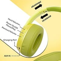 ZEBRONICS Zeb-DUKE1 Wireless Bluetooth 5.0 Over Ear Headphone with Voice Assistant, AUX Port, Call Function, 34Hrs* Battery Backup, Dual Pairing, Media & Volume Control with mic