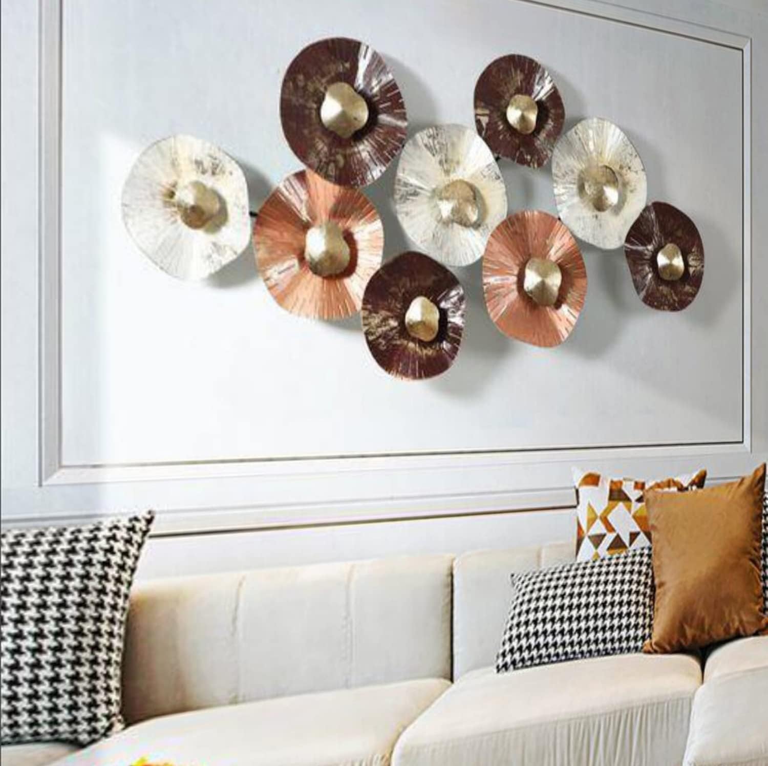DAD Modern Metal Wall Art, Abstract Circles Sculpture -  Size (42.5x3x21 Inches)