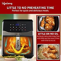 Lifelong Digital Air Fryer LLHFD722, 7.5 Litre XL LED Touch Screen, 12 Preset Cooking Modes, 1400 W