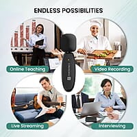 Portronics Dash 7 Omnidirectional Type C Wireless Microphone, Noise Cancellation, Plug & Play, Lapel Wireless Mic for Video Recording