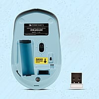 ZEBRONICS Zeb-Jaguar Wireless Mouse, 2.4GHz with USB Nano Receiver, High Precision Optical Tracking, 4 Buttons, Plug & Play, Ambidextrous, for PC/Mac/Laptop