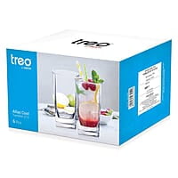 Treo By Milton Atlas Cool Glass Tumbler Set of 6, 213 ml Each, Transparent | Dishwasher Safe| Serve Whiskey | Wine | Juices | Cold Drinks | Water | Cocktails | Mixed Drinks