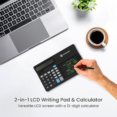 Portronics Ruffpad Calc 2 2-in-1 Calculator & LCD Writing Pad with 14.4 cm Writing Area, Multi Function Digital Calculator Stylus Pen for Students, Birthday Gift, Kids Toys, School, Office(Black) Portronics Ruffpad Calc 2 2-in-1 Calculator & LCD Writing Pad with 14.4 cm Writing Area, Multi Function Digital Calculator Stylus Pen for Students, Birthday Gift, Kids Toys, School, Office(Black)