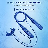 Lapcare Wooband 105 LBN‑123B Wireless Neckband Earphones | Bluetooth 5.3, 10 mm Driver, Up to 20 hr Playtime, USB‑C Fast Charge, IPX5 Water‑Resistant, Magnetized Earbuds & Mic