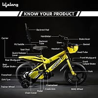 Lifelong Juniors Ride Cycle 14T with Training Wheel, Mudguard for Boys and Girls