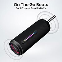 Portronics Breeze 5 25W Portable Bluetooth Speaker, 6H Playtime, Built-in Mic, RGB LEDs, TWS Mode, BT 5.3, USB, SD, AUX, FM Radio, IPX5 Water Resistant, Type C Charging (Black)