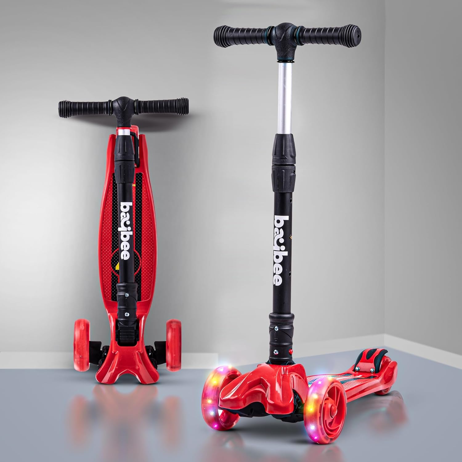 Baybee Flash Scooter for Kids with Foldable & Height Adjustable Handle- Red Baybee Flash Scooter for Kids with Foldable & Height Adjustable Handle- Red