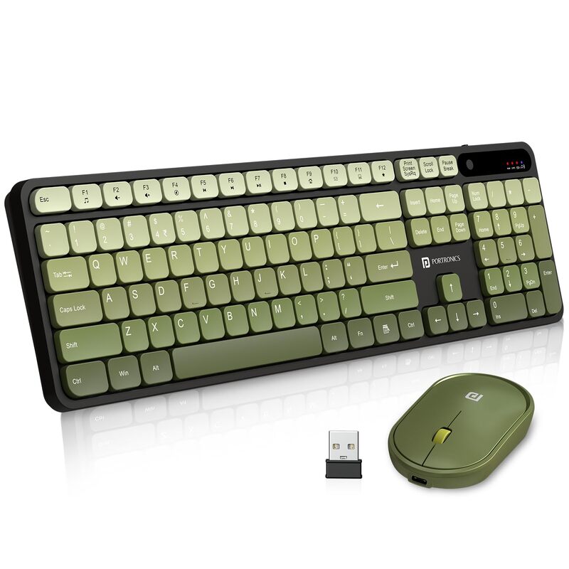 Portronics Key 11 Bluetooth + Wireless Keyboard & Mouse Combo – Green 1 Year Warranty