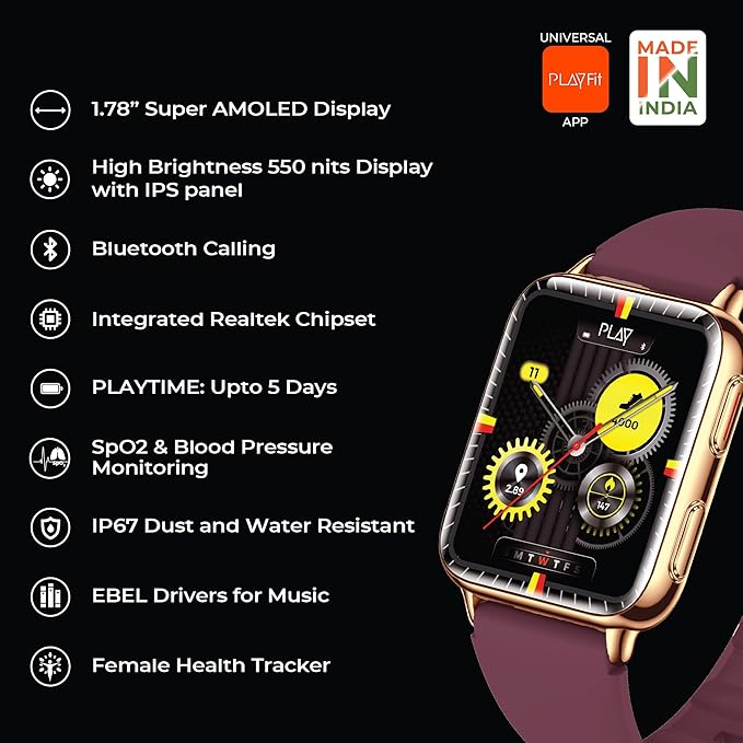 PLAY Playfit Flaunt Smartwatch Champagne+Wine