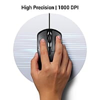 ZEBRONICS Byte Wired Optical Mouse with 3 Buttons, High Precision, 1000 DPI, Works on Most Surfaces, Plug & Play, USB Interface, 1.3m Cable Length