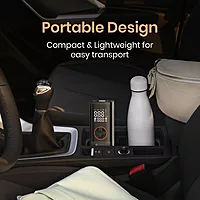 Portronics Vayu 7.0 – 150 PSI Tyre Inflator, 4000mAh battery, compact design, LED light, digital display, auto shut-off, perfect for cars, bikes, sports equipment, and more. Fast inflation!