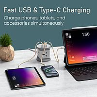 Portronics Power Plate 9 Pro 2500W Desktop Charging Station with 4 Sockets USB-A & Type-C