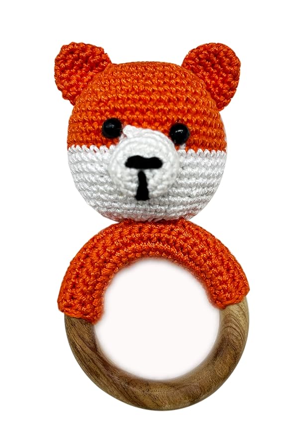 Rusty Bear Wooden Crochet Baby Rattle Rusty Bear Wooden Crochet Baby Rattle