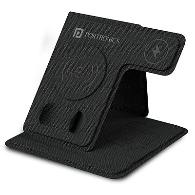 Portronics POR 2125 Freedom Fold 3 15W Wireless Charger – 3-in-1 Foldable Stand | Grey