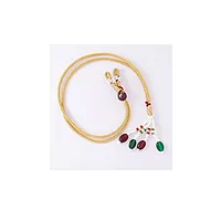 Gold Plated White Stone Attigai Necklace