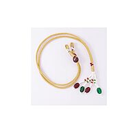 Gold Plated White Stone Attigai Necklace