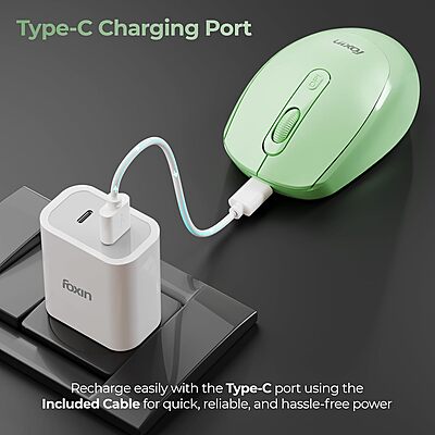 WIRELESS MOUSE FOXIN FLOW BT+2.4GHZ DPI (GREEN)