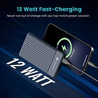 Portronics Luxcell B12 10,000mAh Ultra Slim Power Bank 12W Output USB-A Output Port & Type C Input Port
