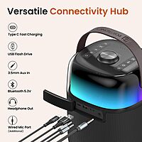 Portronics POR 2036 Dash 4 Speaker – 50W Bluetooth 5.3 | Karaoke Mic | RGB | Black