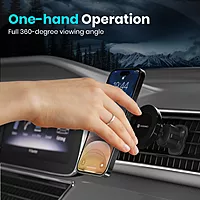 Portronics Mogun 4 Magnetic Car Phone Holder – AC Vent Mount | 360° Rotation | Strong Grip | Black