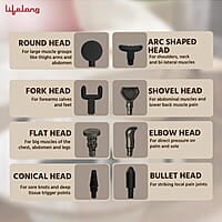 Lifelong Gun Massager for Pain Relief with 8 Massage Heads & LCD Touch Display - Battery Powered - Deep Tissue Massage with 6 Speed