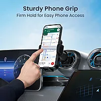 Portronics Clamp Y Car Mount – Adjustable, 360° Rotation, secure grip for smartphones, easy installation, perfect for navigation, hands-free calls, durable design, compatible with most devices.