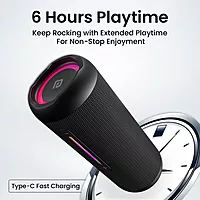 Portronics Breeze 5 25W Portable Bluetooth Speaker, 6H Playtime, Built-in Mic, RGB LEDs, TWS Mode, BT 5.3, USB, SD, AUX, FM Radio, IPX5 Water Resistant, Type C Charging (Black)