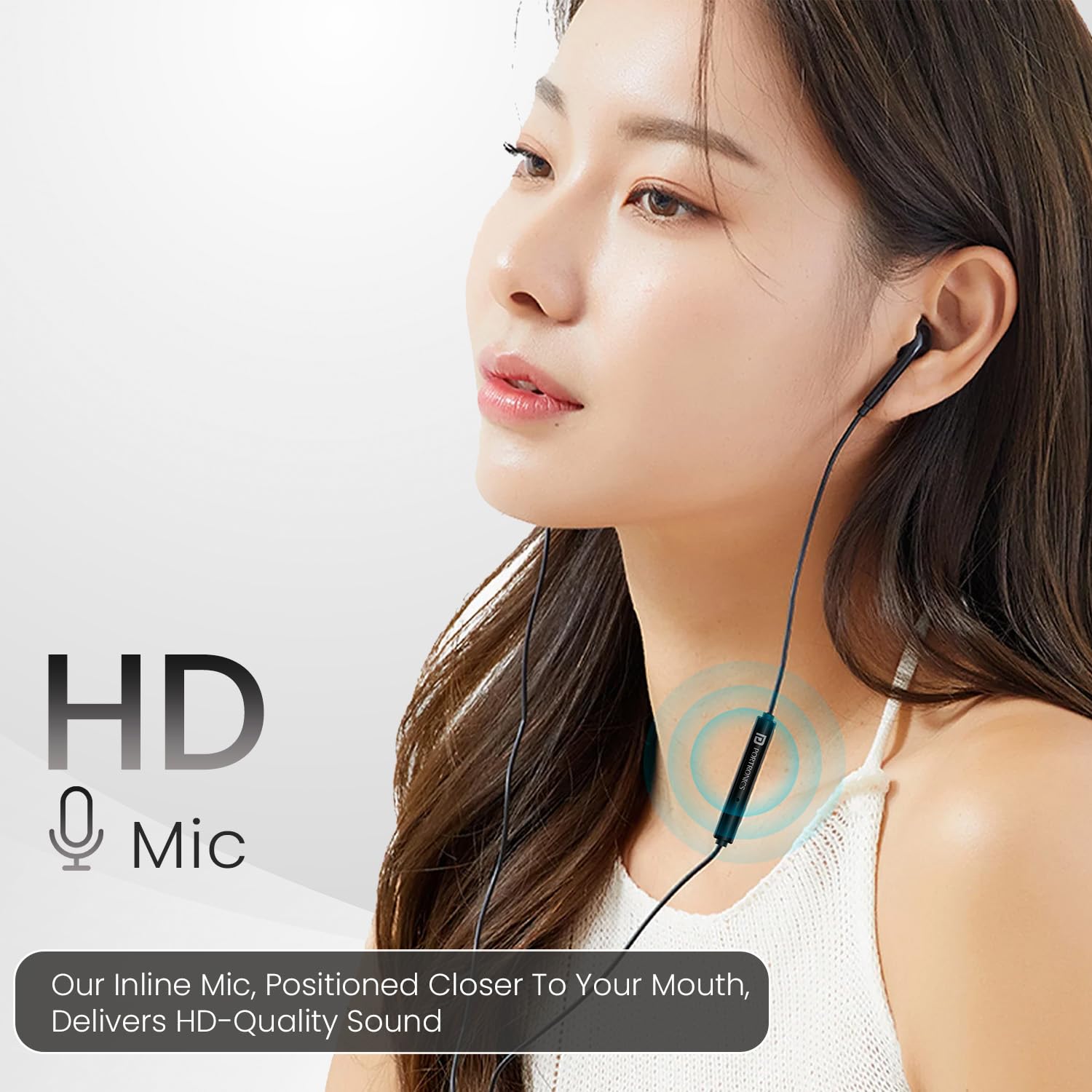 Portronics Conch Theta A – 3.5mm Earphones with Mic, sleek black design, delivering clear sound and comfort for music lovers and calls, perfect for everyday use and portable convenience.