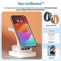 Ambrane 22.5W Magnetic MagSafe 3in1 Wireless Charger for iPhone 15/15 Plus/15 Pro/15 Pro Max, iPhone 14/14 Plus/14 Pro/Max, iPhone 13, 13 Pro/Max, Airpods 3rd/2nd gen Aerosync Trio