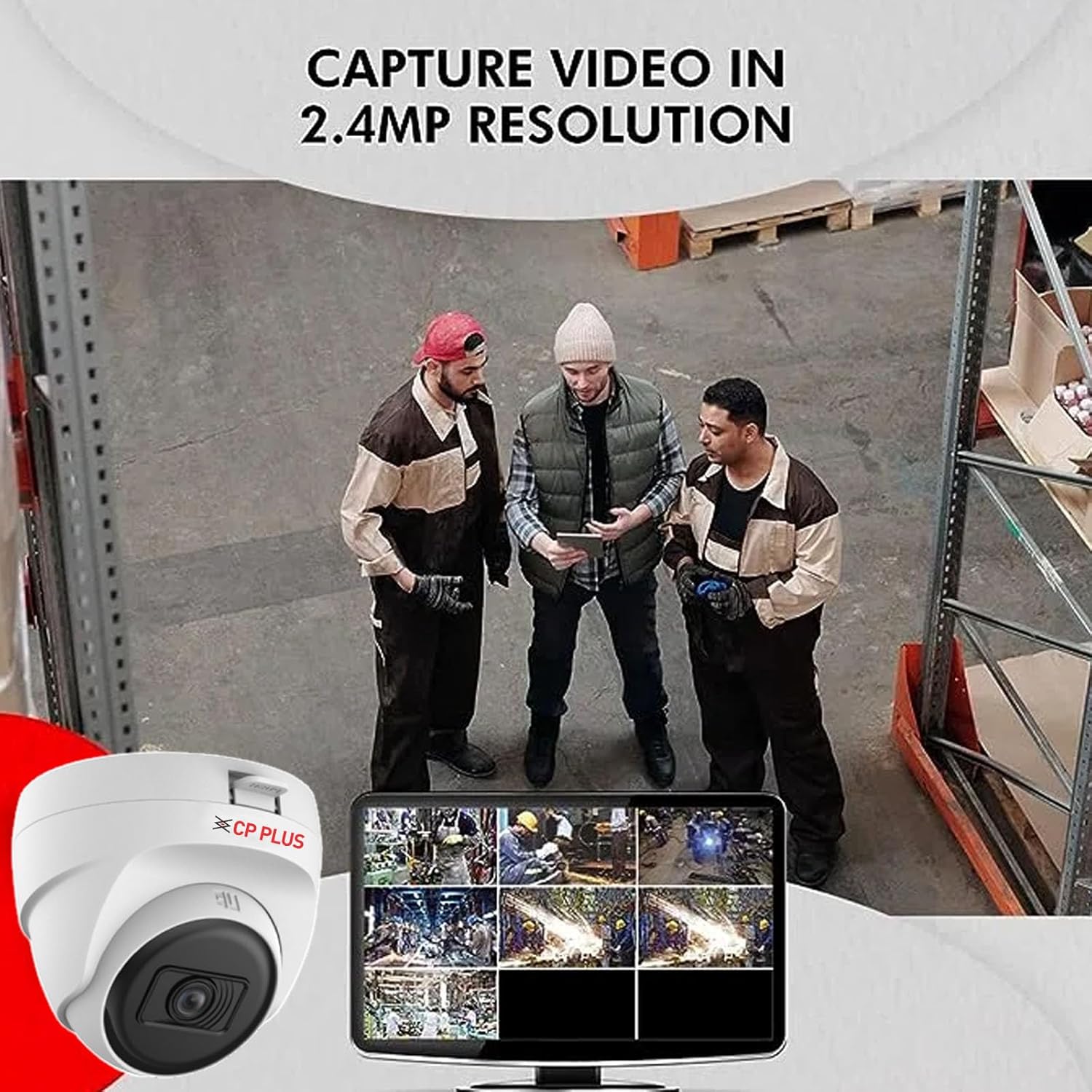 Open Box CP PLUS 2.4MP Full HD IP Indoor Wired Dome Camera  Compatible with DVR only | 30 Meters IR Black & White Night Vision | 3.6mm Lens | Motion Detection, White, CP-URC-DC24PL3