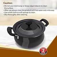 AGARO Aluminium Non-Stick Elite Hard Anodized Handi, 3.5 Litres, Riveted Handle, 4 Mm Thick Plate