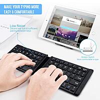 Portronics Chicklet Foldable Bluetooth Keyboard – Black is a portable, sleek keyboard with responsive keys and easy Bluetooth connectivity.
